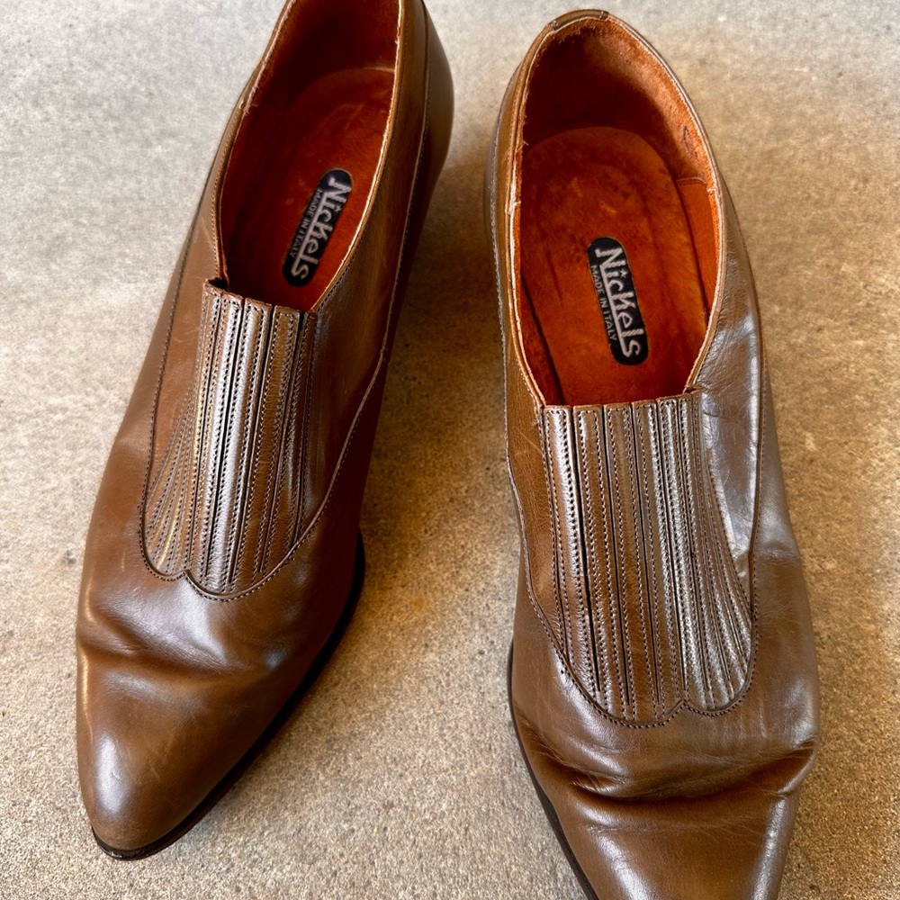 NICKELS Chestnut Leather Vintage Ankle Boots